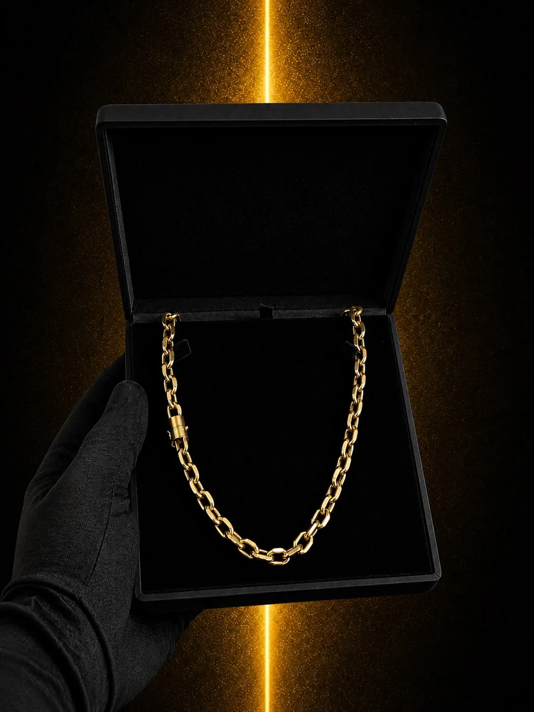 Corrente elo cadeado com fecho canhão 55 g em ouro